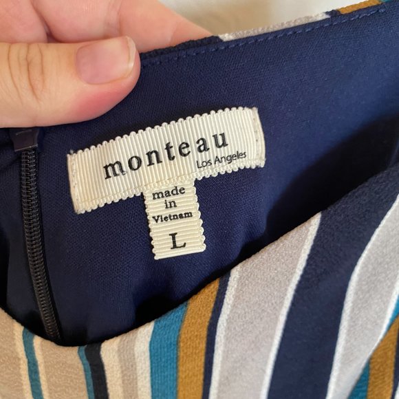 Monteau Striped Split Leg Spaghetti Strap Jumpsuit Size Large - Picture 4 of 8